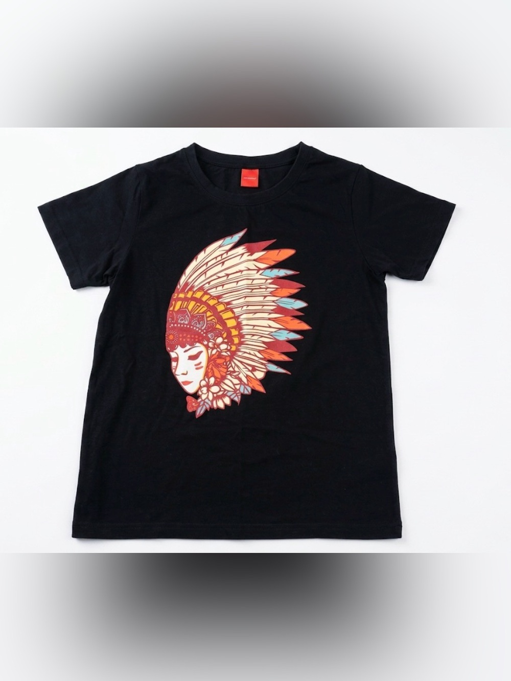 LUSHANGHAI Mens Graphic T-Shirt Small Indian Native American Headdress Floral